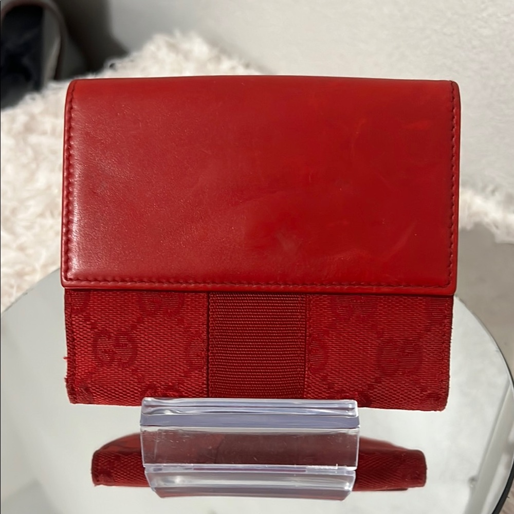 Gucci Women’s Canvas and Leather Compact Wallet